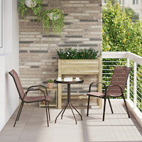 vidaXL 3-delars trädgårdsbistro set brun textilene och stål