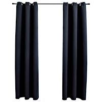 vidaXL Mörkläggningsgardiner med ringar 2 st svart 97x213 cm tyg