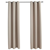 vidaXL Mörkläggningsgardiner med ringar 2 st beige 97x160 cm tyg
