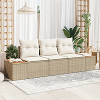 vidaXL 3-delars trädgårdsoffaset med kuddar Beige Poly Rattan Acacia