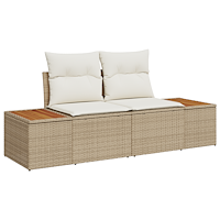 vidaXL 7-delat trädgårdsoff set med kuddar Beige Poly Rattan Akacia