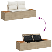 vidaXL 7-delat trädgårdsoff set med kuddar Beige Poly Rattan Akacia