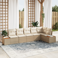 vidaXL 6 Delars Trädgårdsoffaset med Kuddar Beige Konstrotting