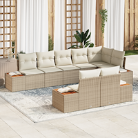 vidaXL 8-delad trädgårdsoffaset med kuddar beige poly rotting akacia