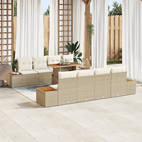 vidaXL 9-delat trädgårdsoffaset med kuddar Beige Poly Rattan