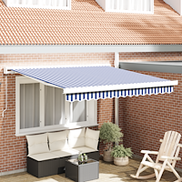 vidaXL Utfällbar markis Blå och Vit 300 x 250 cm Tyg och Metall