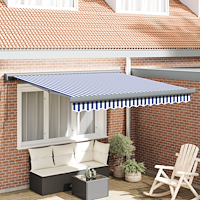 vidaXL Utfällbar markis Blå och Vit 300 x 250 cm Tyg och Metall