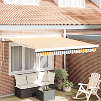 vidaXL Utfällbar markis Gul och Vit 300 x 250 cm Tyg och Metall