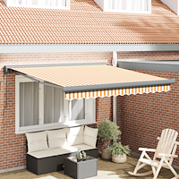 vidaXL Utfällbar markis Gul och vit 300 x 250 cm Tyg, Metall