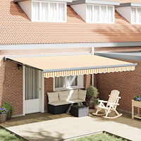 vidaXL Automatisk Utdragbar Markis Orange och Vit 450x300 cm