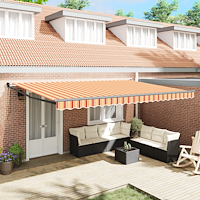 vidaXL Automatisk Hopfällbar Markis Grädde och Orange 500x300 cm