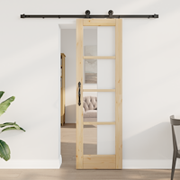 vidaXL Skjutdörr med tillbehör 'ORKDAL'Massivt trä & Glas