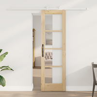 vidaXL Skjutdörr med hårdvarusats 'ORKDAL'Solid Trä & Glas