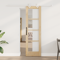 vidaXL skjutdörr med hårdvaruset 61x198.5 cm Massivt trä i furu