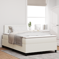 vidaXL LED Box Säng Grädde och vit 120 x 190 cm Kordread tyg