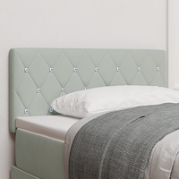 vidaXL LED Huvudgavel Kristallknapp Vävd Ljusgrå 90 cm Sammet