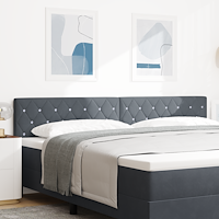 vidaXL LED Sänggavel med LED -remsljus Argyle Mörkgrå 100 cm Sammet