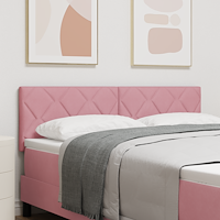 vidaXL LED-sänggavel Diamantblock design Rosa 144 cm Sammet