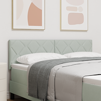 vidaXL LED-sänggavl Diamantblock Design Ljusgrå 160 cm Sammet