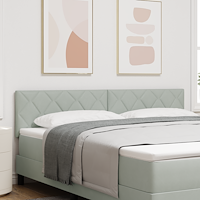 vidaXL LED-sänggavel Diamantblock design Ljusgrå 180 cm Sammet
