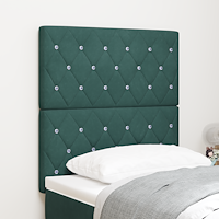 vidaXL LED Sänggavel med LED -remsljus Argyle Mörkgrön 80 cm Sammet