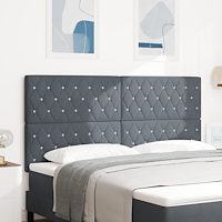 vidaXL LED Sänggavel med LED -remsljus Argyle Mörkgrå 90 cm Sammet