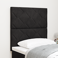 vidaXL LED Sänggavel med LED -remsljus Geometriskt Svart 80 cm Sammet