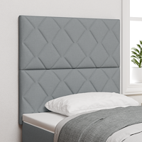 vidaXL LED Huvudända Diamantblock Design Ljusgrå 100 cm Tyg