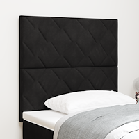 vidaXL LED-sänggavel Diamantblock design Svart 100 cm Sammet