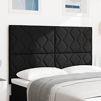 vidaXL LED Sänggavel Diamantblockdesign Svart 144 cm Tyg