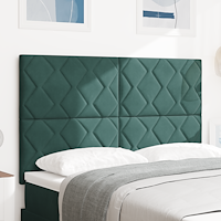 vidaXL LED Sänggavel med LED -remsljus Mörkgrön 144 cm Sammet