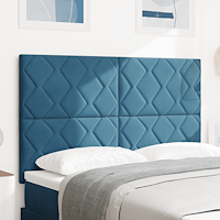 vidaXL LED Huvudgavel Diamantblock Design Mörkblå 144 cm Sammet