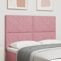 vidaXL LED Sänggavel med LED -remsljus Geometriskt Rosa 144 cm Sammet