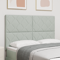 vidaXL LED-sänggavel Diamantblockdesign Ljusgrå 160 cm Sammet