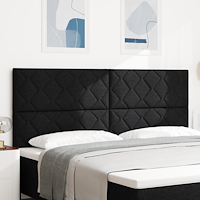 vidaXL LED Huvudgavel Diamantblock design Svart 200 cm Tyg