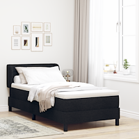 vidaXL Box Spring Säng med Madrass Svart 90x200 cm Tyg