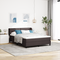 vidaXL Resårsäng med madrass 140x190 cm mörkbrun tyg