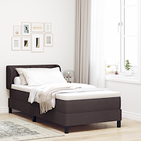 vidaXL Resårsäng med madrass 90x200 cm mörkbrun tyg