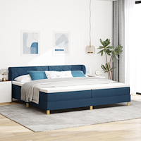 vidaXL Resårsäng med madrass kräm 90x200 cm tyg Blå 200 x 200 cm tyg