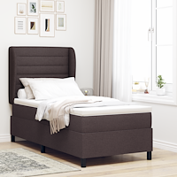 vidaXL Resårsäng med madrass 90x200 cm mörkbrun tyg