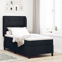 vidaXL Resårsäng med madrass 90x200 cm svart tyg