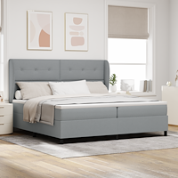 vidaXL Resårsäng med madrass 200x200 cm ljusgrå tyg