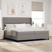 vidaXL Bäddfjäder med huvudgavel Taupe 200 x 200 cm tyg