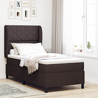 vidaXL Resårsäng med madrass 100x200 cm mörkbrun tyg