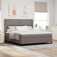 vidaXL Bäddfjäder med huvudgavel Taupe 180 x 200 cm tyg