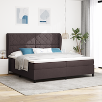 vidaXL Bäddfjäder med huvudgavel Mörkbrun 200 x 200 cm tyg