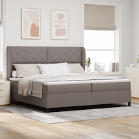 vidaXL Bäddfjäder med huvudgavel Taupe 200 x 200 cm tyg