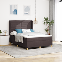 vidaXL Bäddfjäder med madrass med huvudgavel Mörkbrun 200 x 160 cm tyg