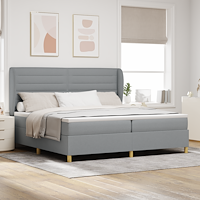 vidaXL Resårsäng med madrass 200x200 cm ljusgrå tyg