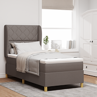 vidaXL Sänggavel Säng med Madrass Mörkgrå 90x190 cm Tyg Taupe